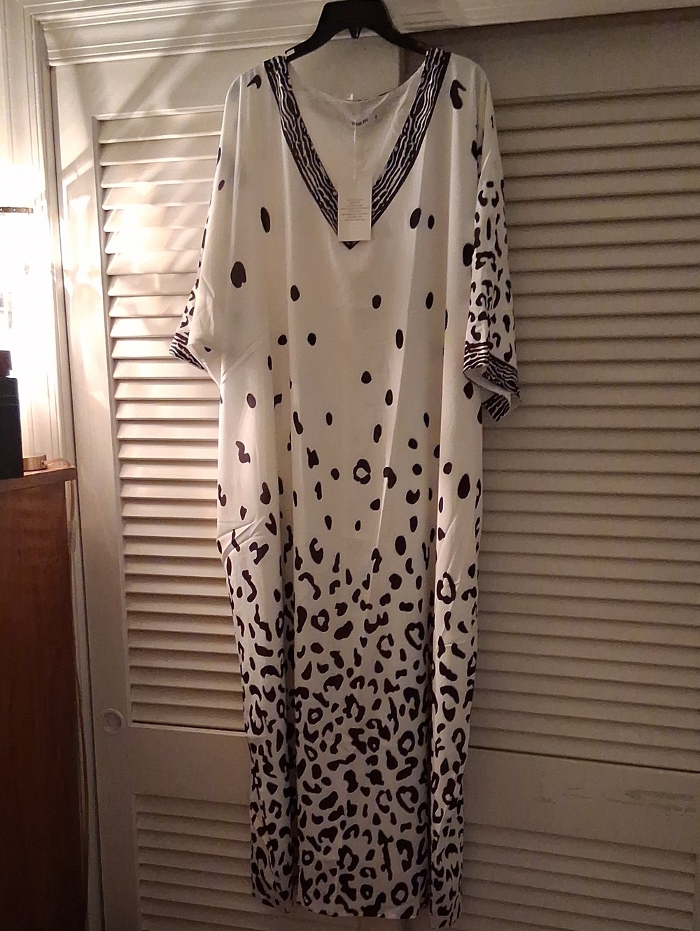 NWT - Yohers Black and White Leopard Print Maxi Kaftan Dress